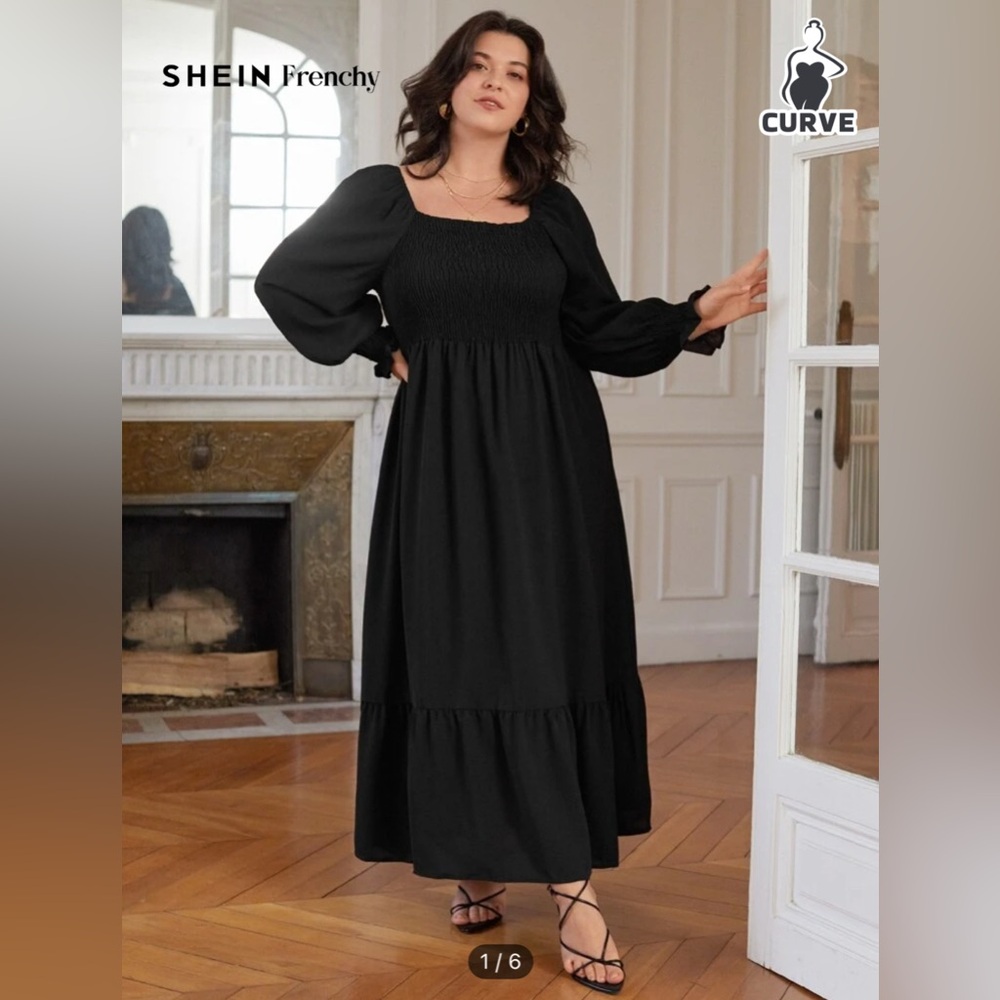 SHEIN Black Long Sleeve Maxi Dress